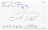 Junot Diaz Signed 3x5 Index Card Autographed Signature Pulitzer Prize Author