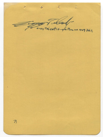 Ziggy Talent Signed Album Page Autographed in 1949 Signature