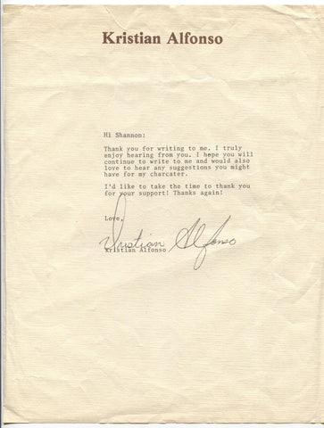 Kristian Alfonso Signed Page Signature Autographed Vintage Signature 