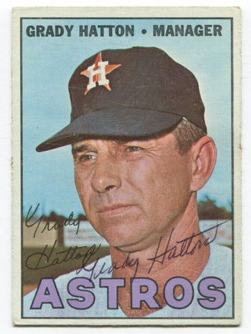 1967 Topps Grady Hatton Signed Card Baseball Autographed #347