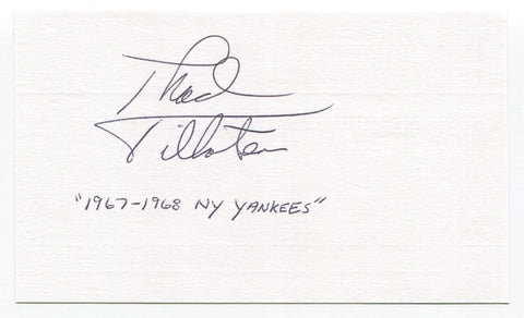 Thad Tillotson Signed 3x5 Index Card Autograph Baseball MLB '67 New York Yankees