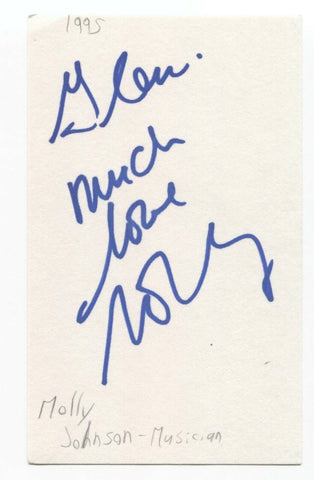 Molly Johnson Signed 3x5 Index Card Autographed Signature Singer Songwriter