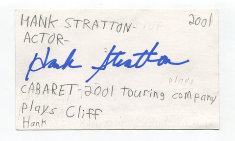 Hank Stratton Signed 3x5 Index Card Autograph Actor Saved By The Bell Tony Crane