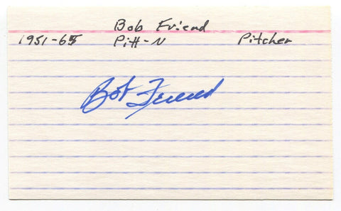 Bob Friend Signed 3x5 Index Card Autographed Baseball 1960 Pittsburgh Pirates