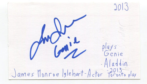 James Monroe Inglehart Signed 3x5 Index Card Autographed Actor Aladdin Hamilton