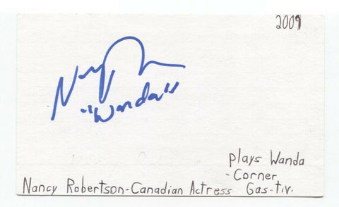 Nancy Robertson Signed 3x5 Index Card Autographed Signature Actress Corner Gas