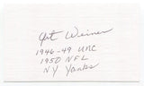 Art Weiner Signed 3x5 Index Card Autograph Football NFL New York Yanks CFHOF