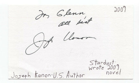 Jason Kanon Signed 3x5 Index Card Autographed Signature Author Writer