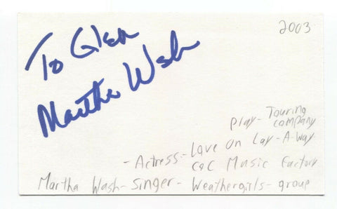 Martha Wash Signed 3x5 Index Card Autographed Signature C and C Music Factory
