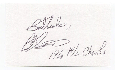 Curt Simmons Signed 3x5 Index Card Autographed Baseball 1964 St Louis Cardinals