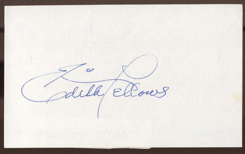 Edith Fellows Signed Index Card Signature Vintage Autographed AUTO 