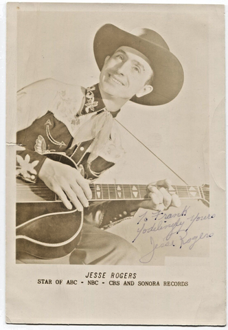 Jesse Rodgers Signed Photo Autographed Jesse Rogers Yodeling Cowboy Western