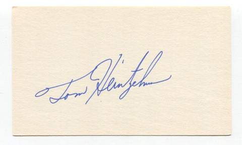 Tom Heintzelman Signed 3x5 Index Card Autographed MLB Baseball Cardinals