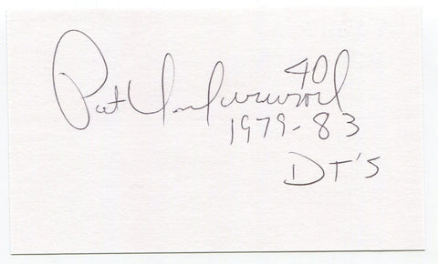 Pat Underwood Signed 3x5 Index Card Autograph Baseball MLB '79 Detroit Tigers