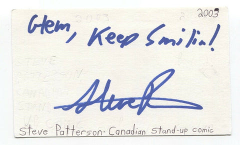 Steve Patterson Signed Index 3x5 Card Autographed Signature Comedian Actor