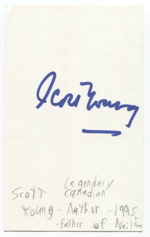 Scott Young Signed 3x5 Index Card Autographed Signature Author Writer