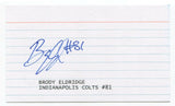Brody Eldridge Signed 3x5 Index Card Autographed Signature Football Colts