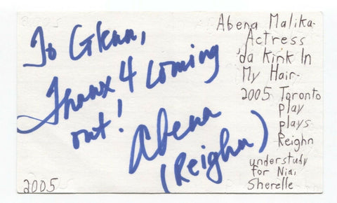 Abena Malika Signed 3x5 Index Card Autographed Signature Actress Singer