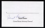 Janet Reno Signed 3x5 Index Card Signature Autograph Attorney General
