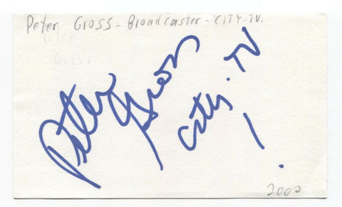 Peter Gross Signed 3x5 Index Card Autographed Signature Broadcaster