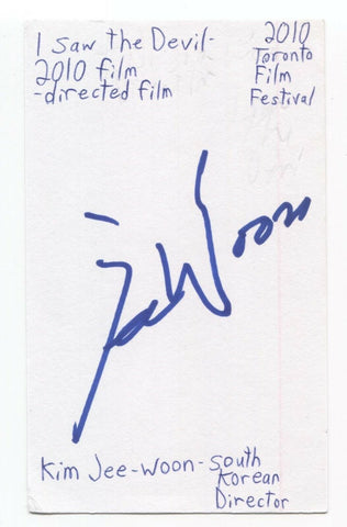 Kim Jee-woon Signed 3x5 Index Card Autographed Signature Director