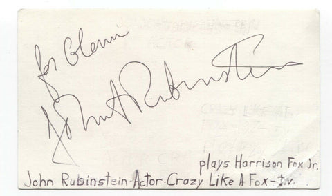 John Rubinstein Signed 3x5 Index Card Autographed Signature Actor