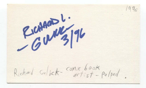 Richard Gulick Signed 3x5 Index Card Autographed Comic Book Artist Pulped