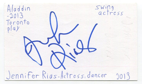 Jennifer Rias Signed 3x5 Index Card Autograph Actress Boardwalk Empire