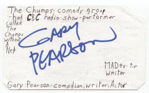 Gary Pearson Signed Cut Index Card Autographed Signature Comedian Writer