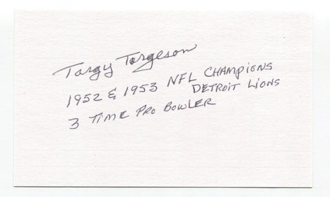 LaVern Torgeson Signed 3x5 Index Card Autograph Football NFL Detroit Lions