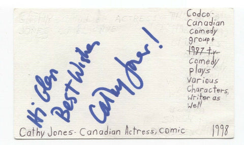 Cathy Jones Signed 3x5 Index Card Autographed Signature Comedian Comic Actress