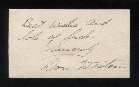 Don Weston Signed Card 1933  Autographed Music Signature Radio