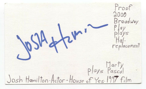 Josh Hamilton Signed 3x5 Index Card Autographed Signature Actor