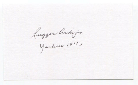 Rugger Ardizoia Signed 3x5 Index Card Autographed Signature New York Yankees 