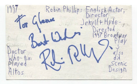 Robin Phillips Signed 3x5 Index Card Autographed Signature Actor Doctor Who