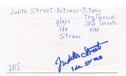 Judith Street Signed 3x5 Index Card Autographed Actress Doctor Who