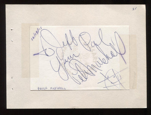 Peter Marshall Signed Album Page Inscribed "To Jeff" Vintage Autographed in 1978