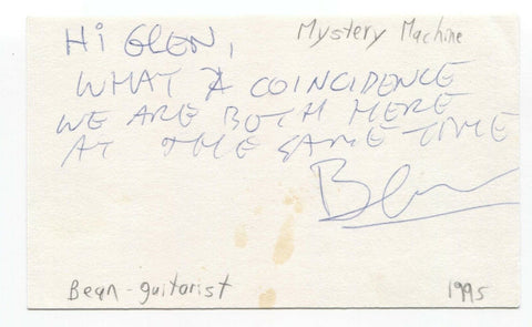 Mystery Machine - Bean - Chris Switzer Signed 3x5 Index Card Autographed