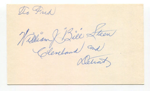 William "Bill" Steen Signed Index Card Autographed Baseball Cleveland Naps