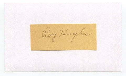 Roy Hughes Signed Cut Index Card Autographed Baseball MLB Cleveland Indians