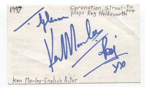 Ken Morley Signed 3x5 Index Card Autographed Signature Actor