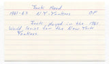 Jack Reed Signed 3x5 Index Card Autographed MLB Baseball 1961 New York Yankees