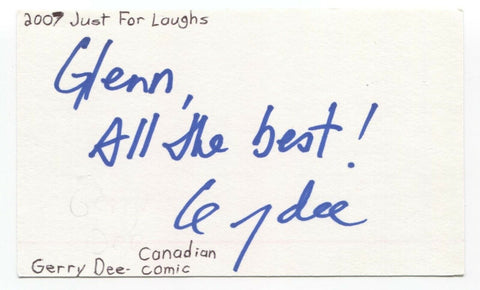 Gerry Dee Signed 3x5 Index Card Autographed Signature Actor Comedian