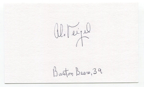 Al Veigel Signed 3x5 Index Card Autograph Baseball MLB 1939 Boston Bees