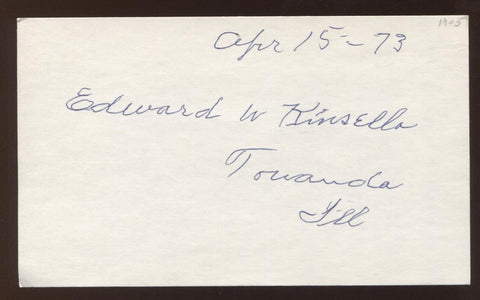 Edward Kinsella Signed 3x5 Index Card Vintage Autographed Baseball Signature