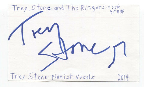 Trey Stone And The Ringers Signed 3x5 Index Card Autographed Signature