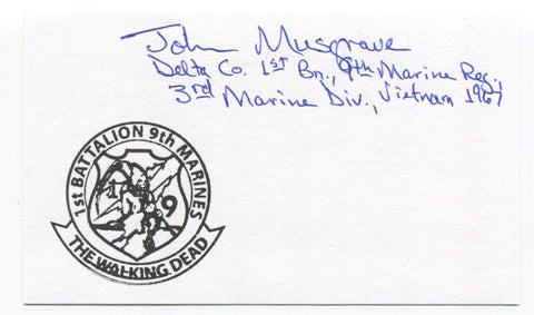 John Musgrave Signed 3x5 Index Card Autographed Vietnam Veteran Author Poet