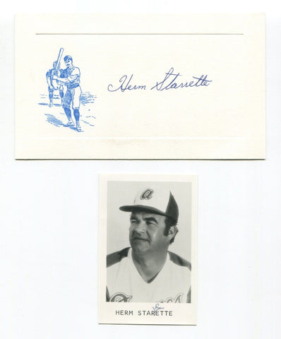 Herm Starrette Signed Card Autograph Baseball MLB Roger Harris Collection