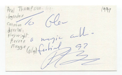 Paul Thompson Signed 3x5 Index Card Autographed Signature Playwright Director