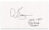 Arthur "Red" Swanson Signed 3x5 Index Card Autographed Baseball MLB Pirates